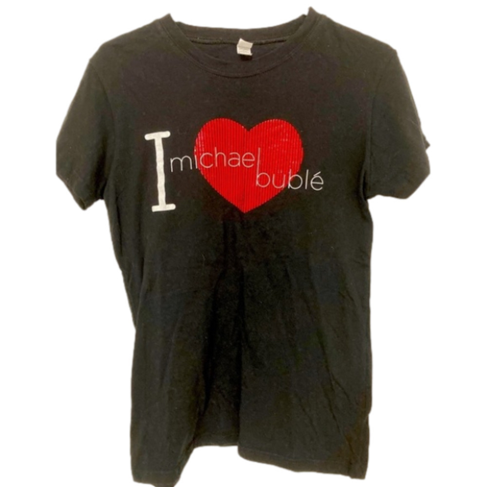 𝅺michael BUBLE “I ❤️ MICHAEL BUBLE” BLACK T-SHIRT - Size Large